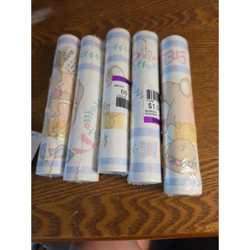 Nos 5 Rolls (5yd By 6.83inch) Prepasted baby girl bear wallpaper border Vintage